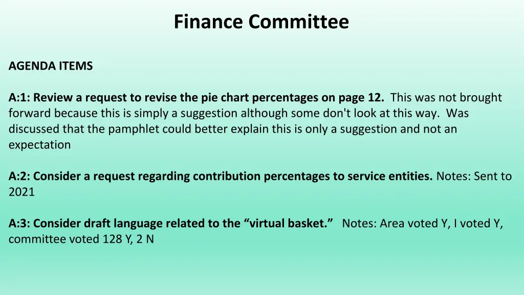 finance committee