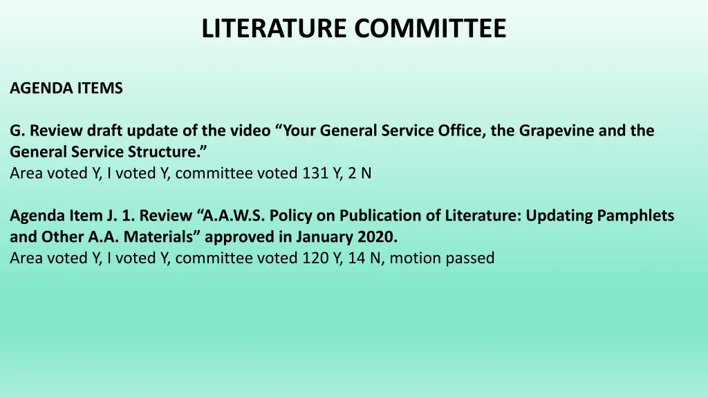 literature committee