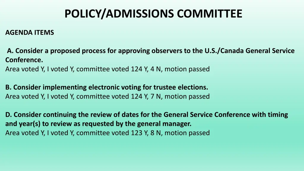 policy admissions committee