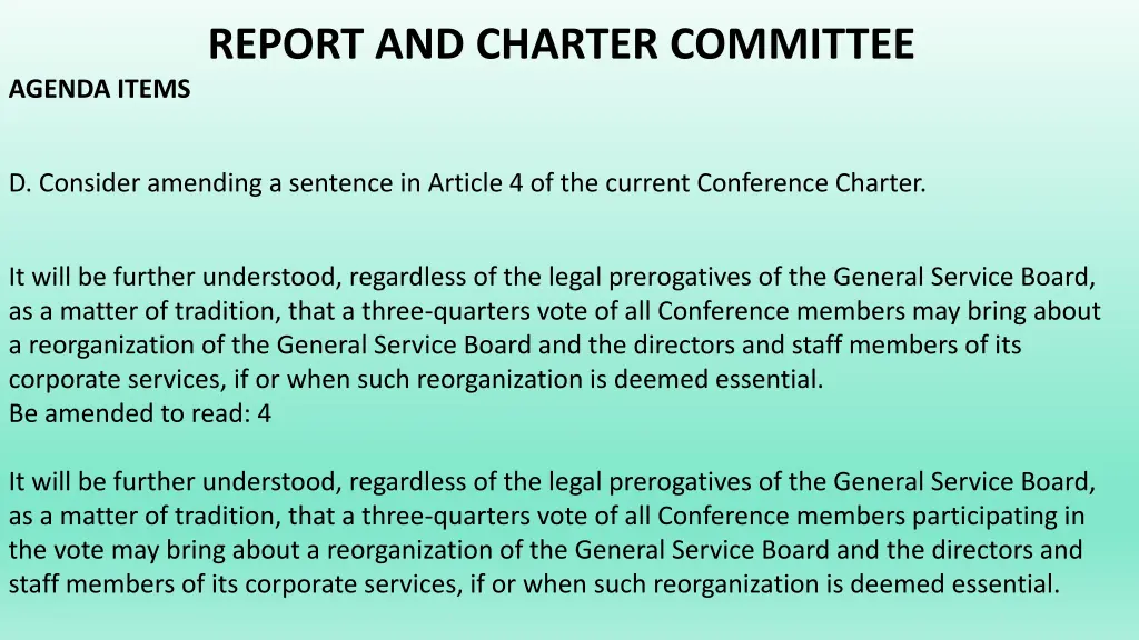 report and charter committee