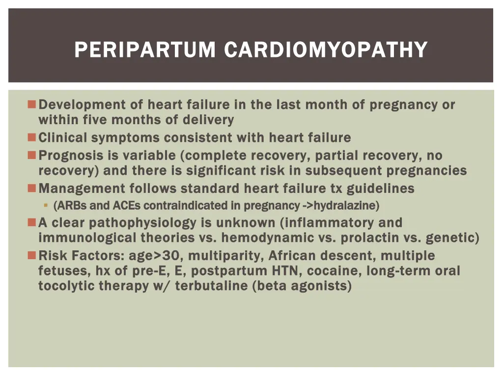 peripartum cardiomyopathy peripartum