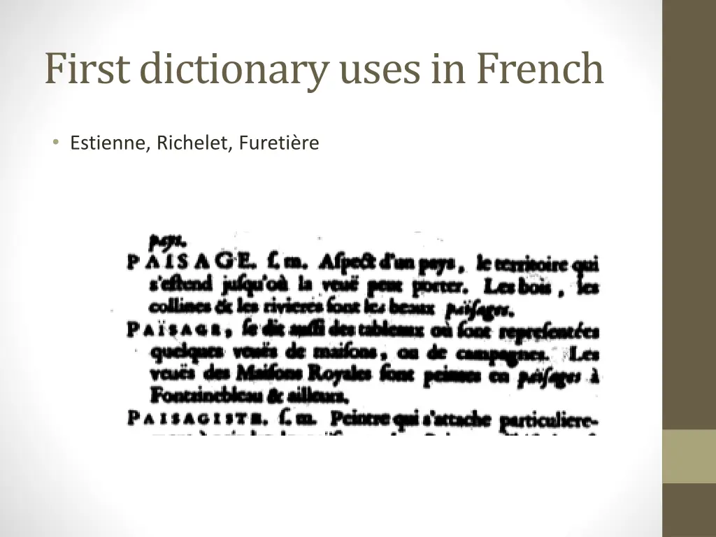 first dictionaryuses in french