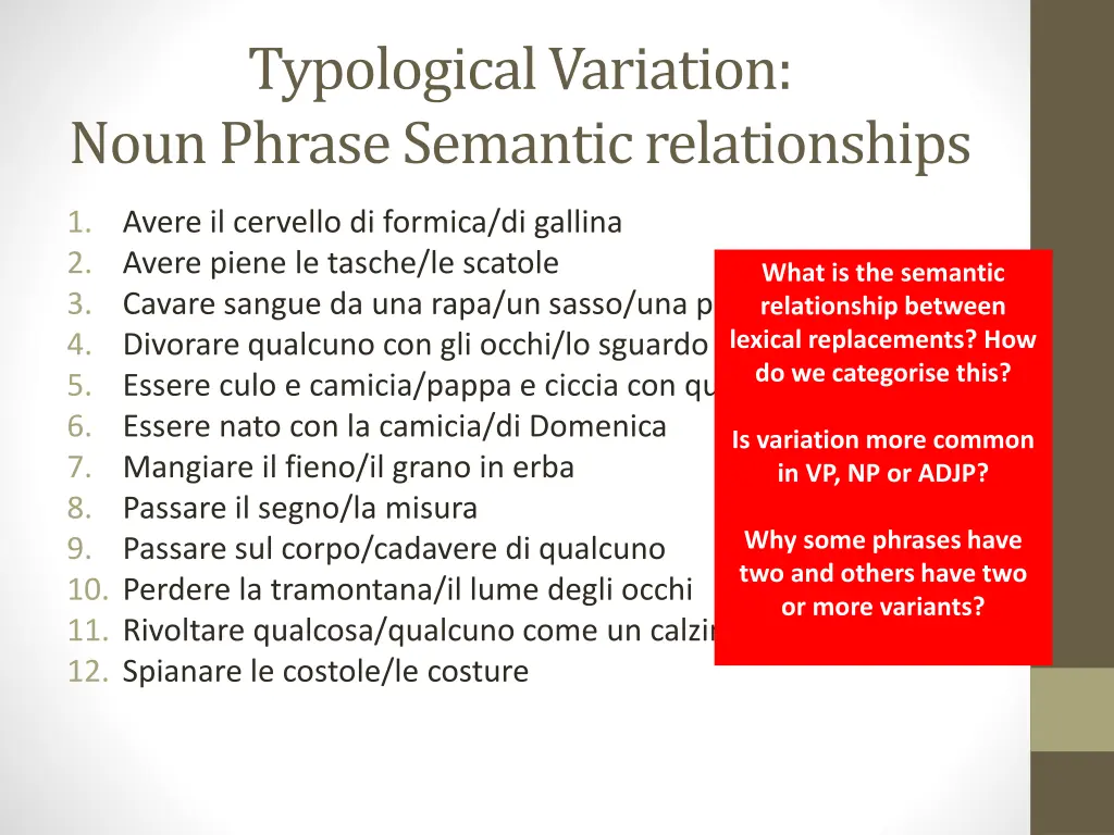 typological variation noun phrase semantic