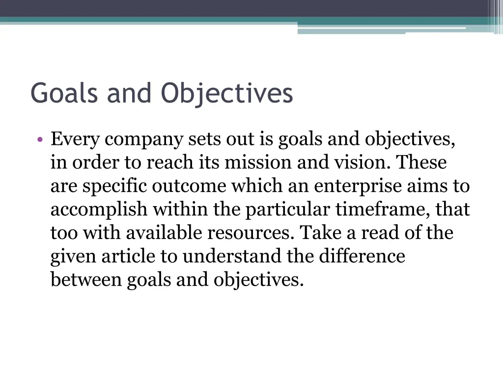 goals and objectives 1