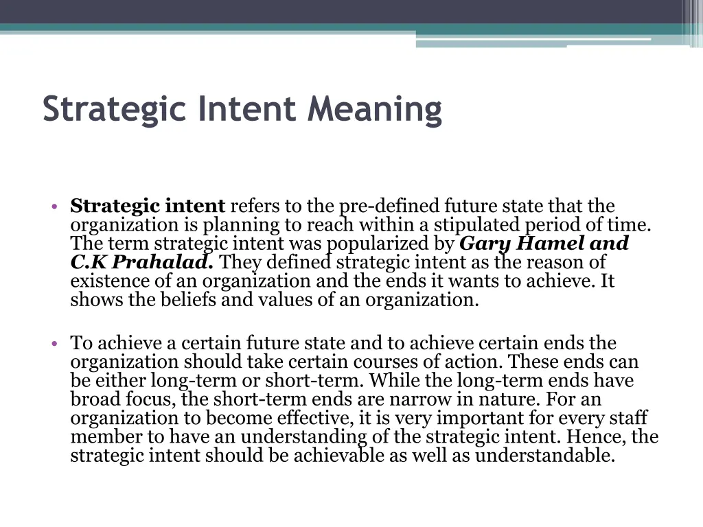 strategic intent meaning