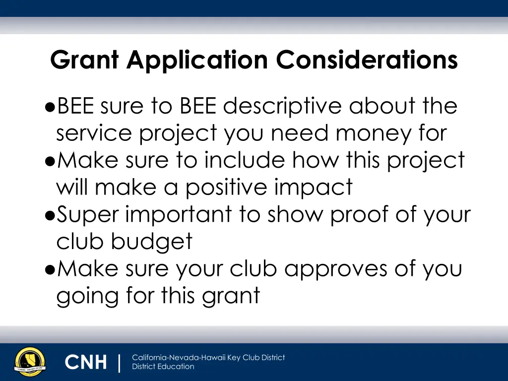 grant application considerations