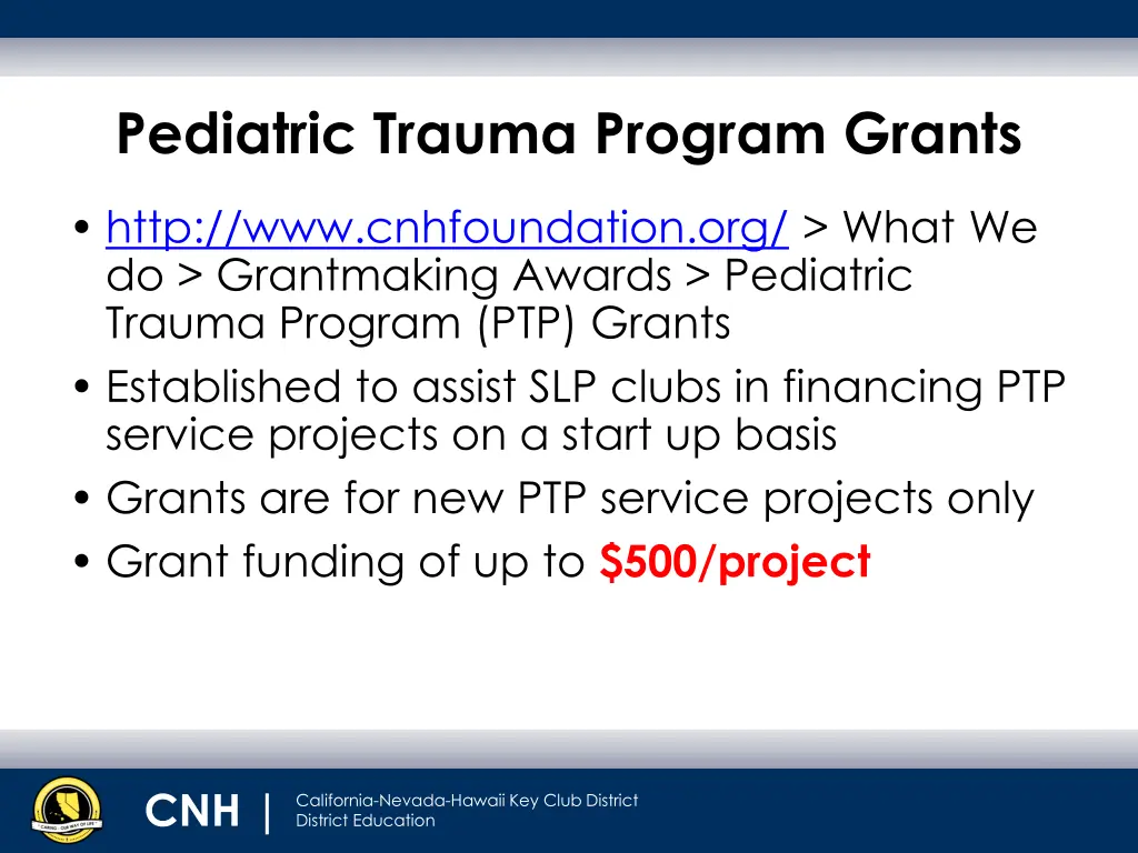 pediatric trauma program grants