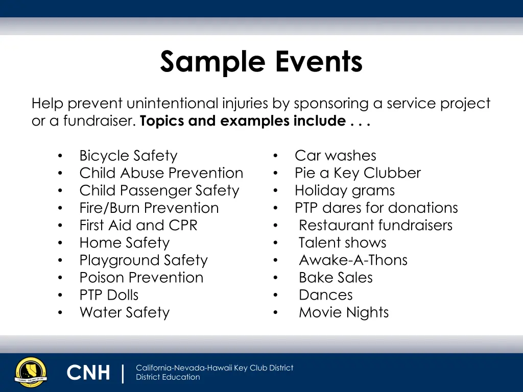 sample events