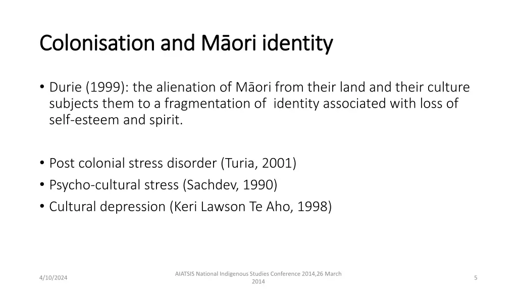 colonisation and m ori identity colonisation