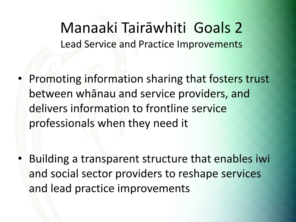 manaaki tair whiti goals 2 lead service