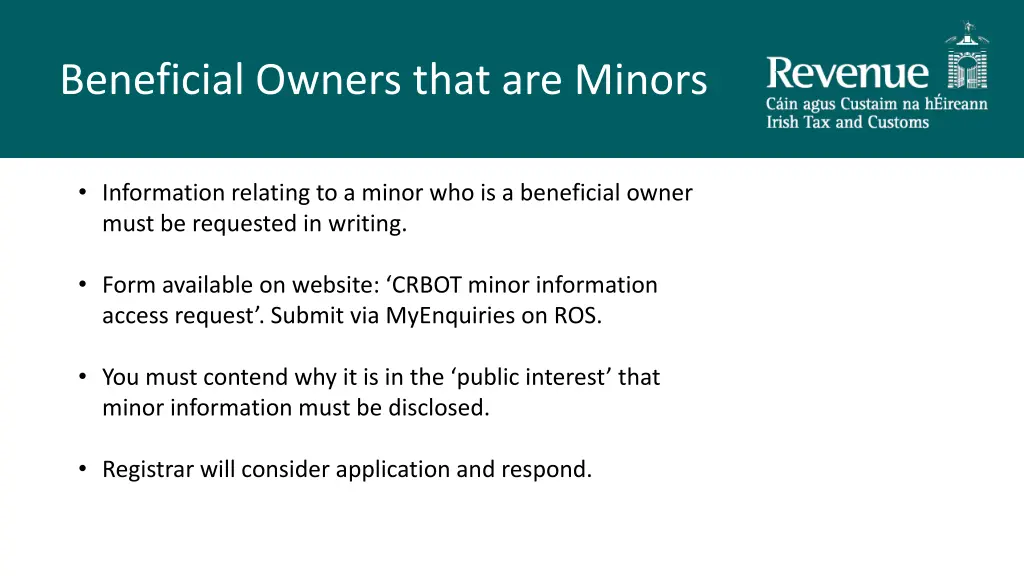 beneficial owners that are minors