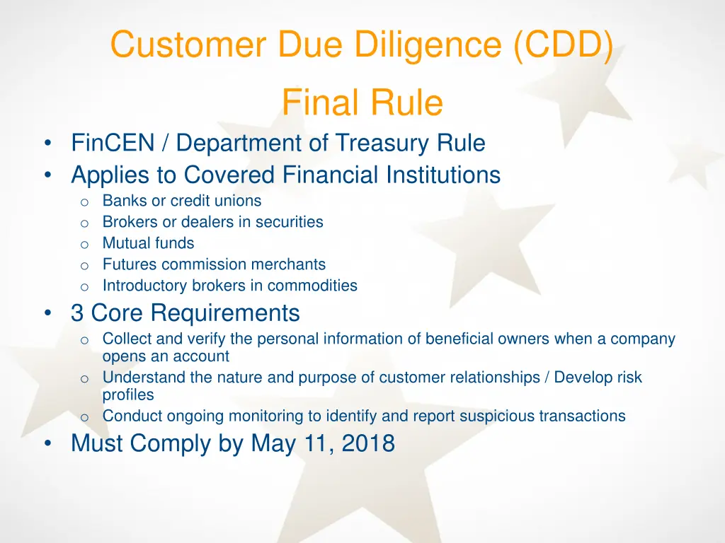 customer due diligence cdd final rule fincen