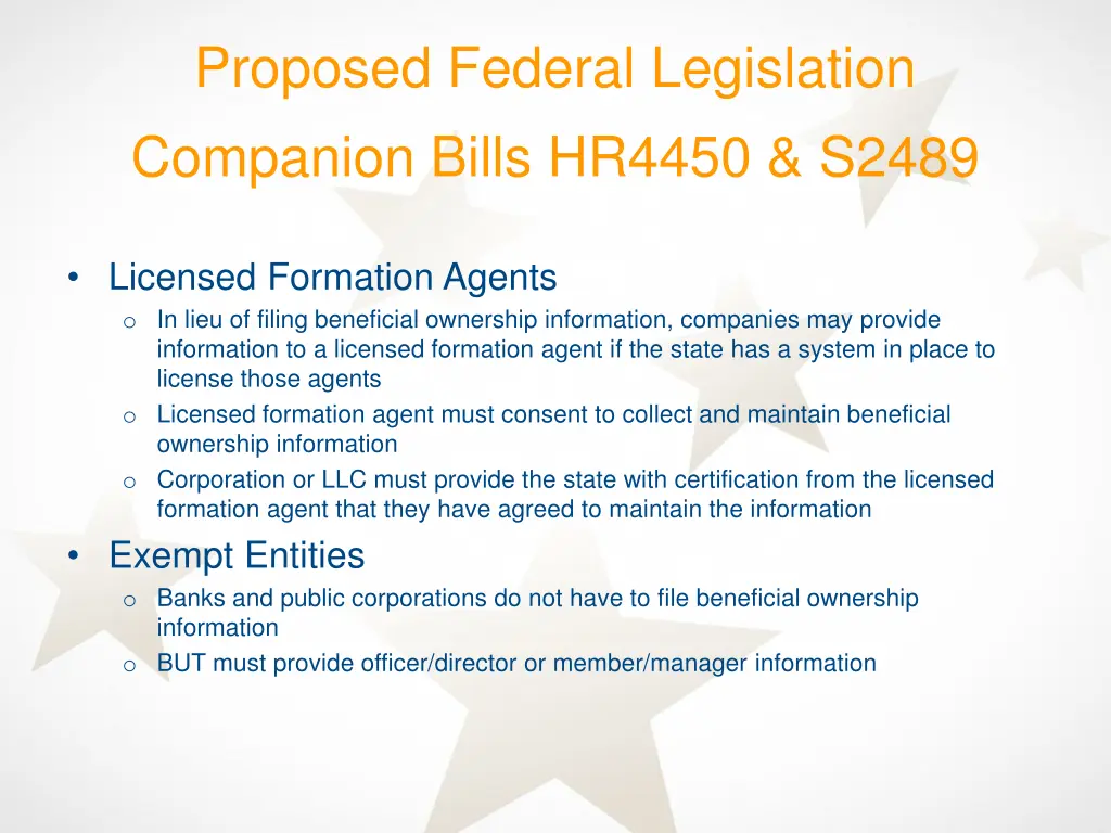 proposed federal legislation companion bills 1