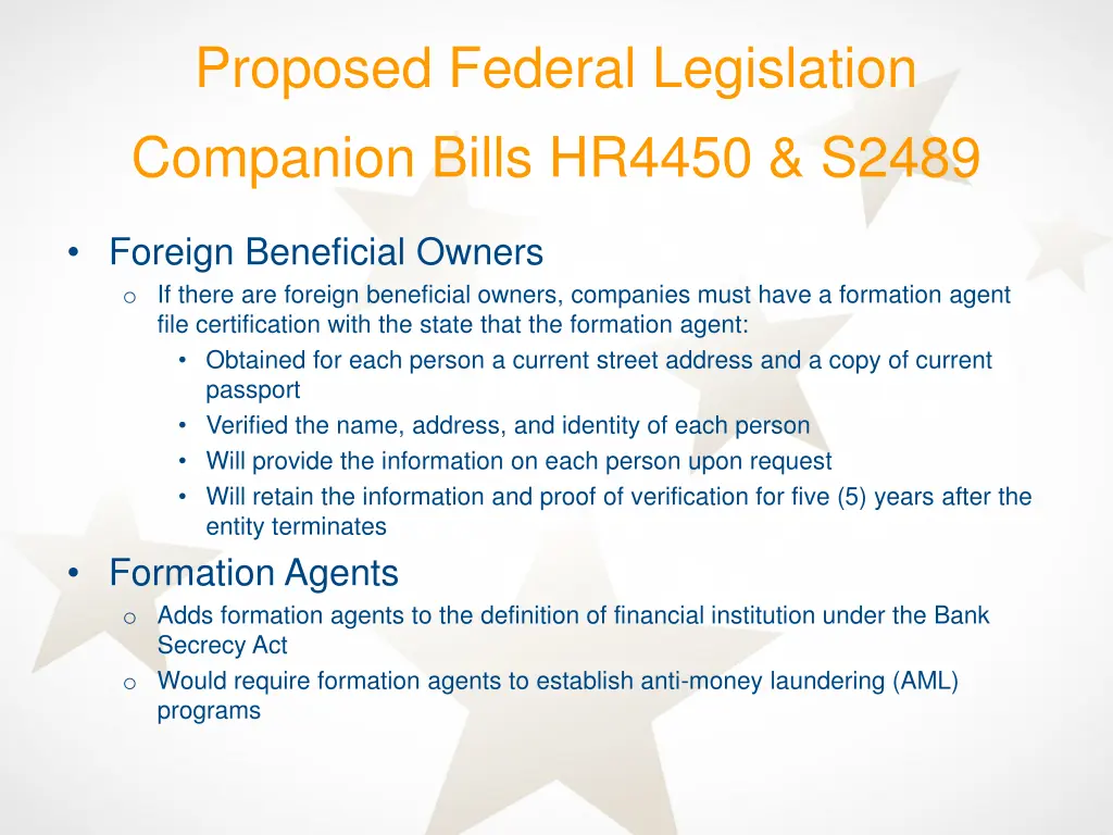 proposed federal legislation companion bills 2