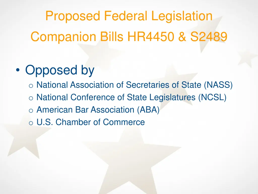 proposed federal legislation companion bills 3