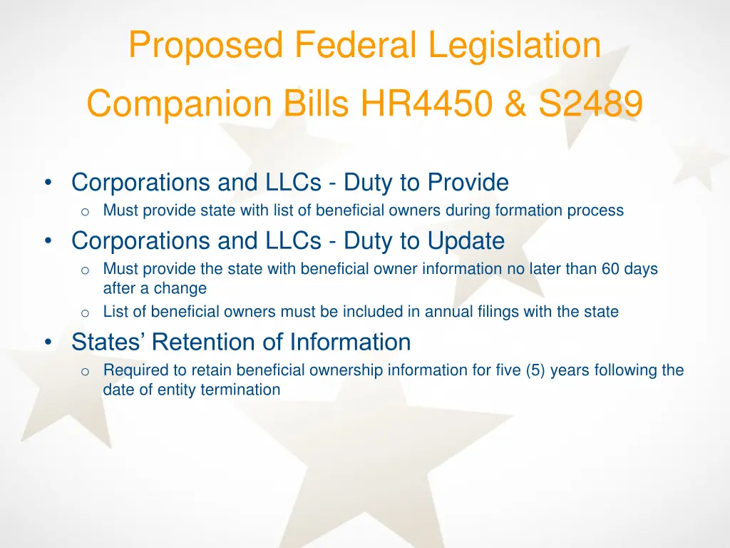 proposed federal legislation companion bills