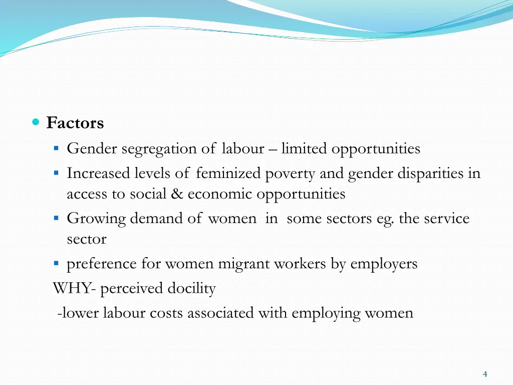 factors gender segregation of labour limited