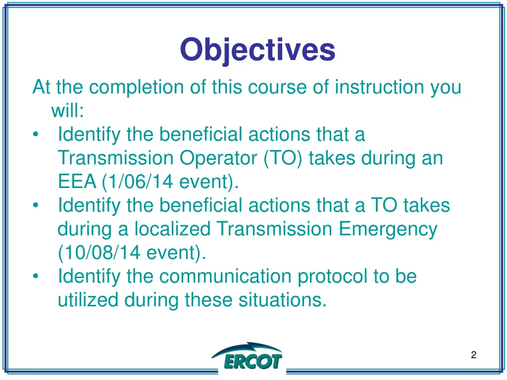 objectives