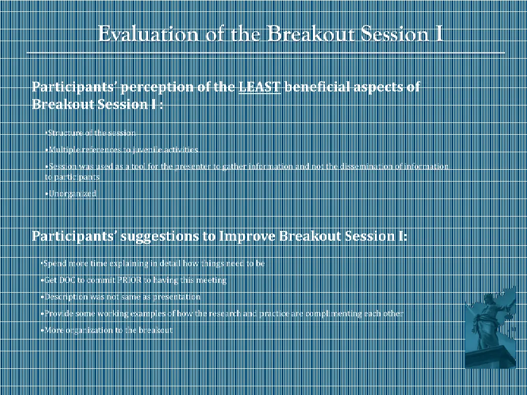 evaluation of the breakout session i 2