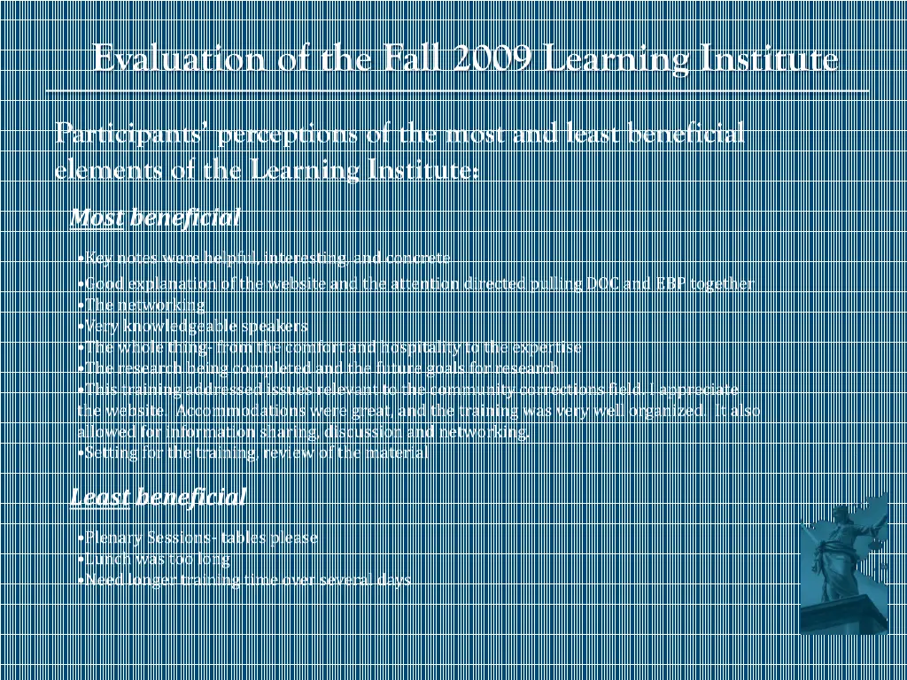 evaluation of the fall 2009 learning institute 2