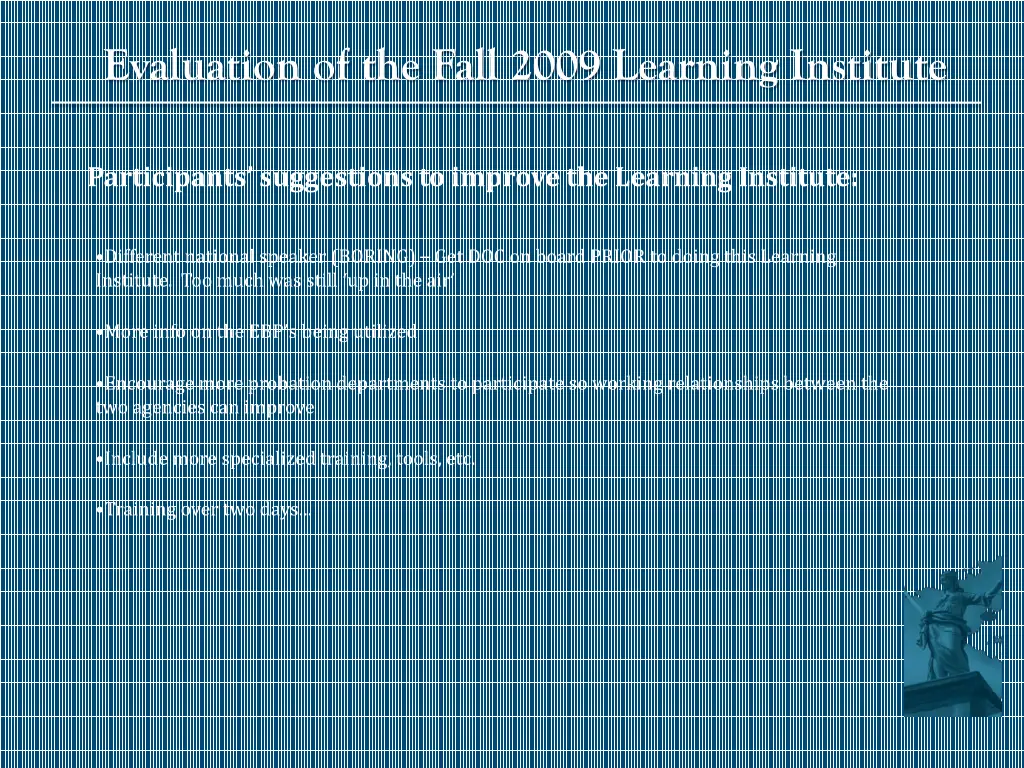 evaluation of the fall 2009 learning institute 3