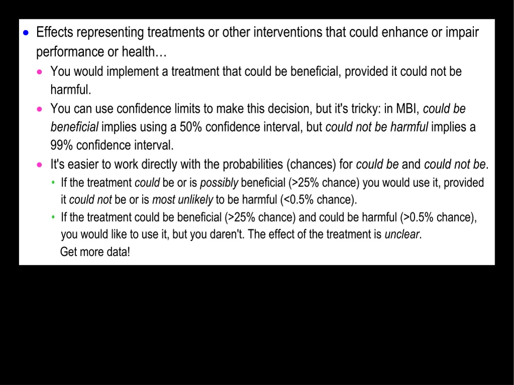 effects representing treatments or other