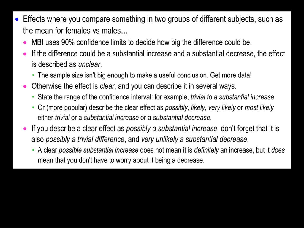 effects where you compare something in two groups