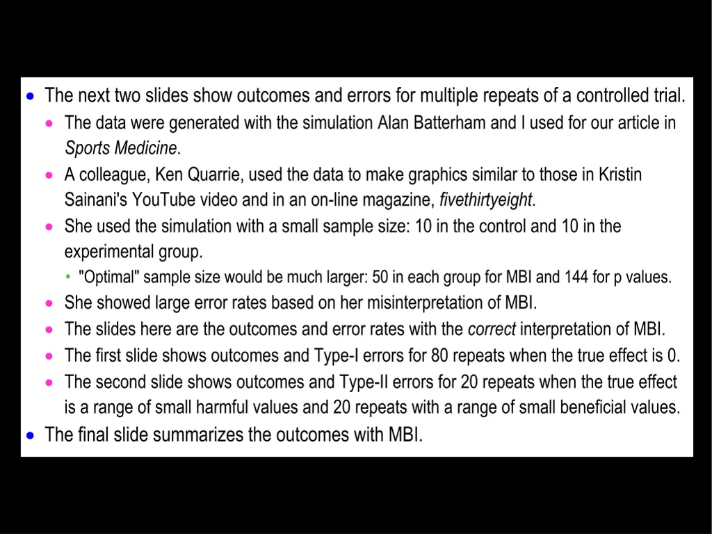 the next two slides show outcomes and errors