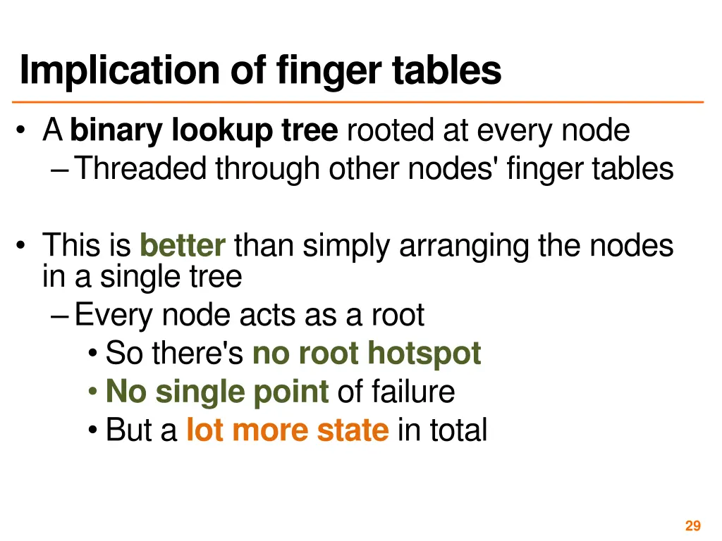 implication of finger tables