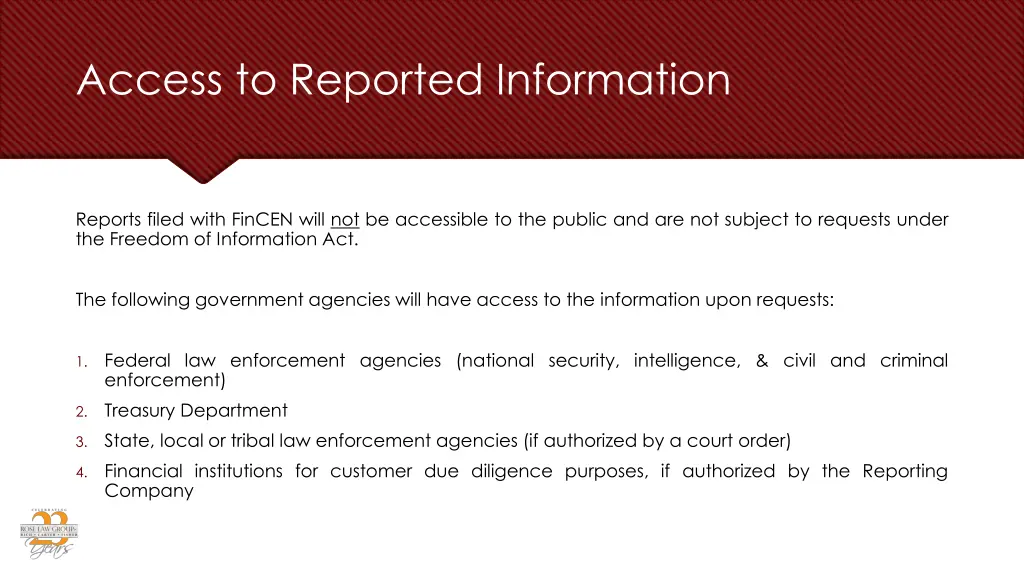 access to reported information