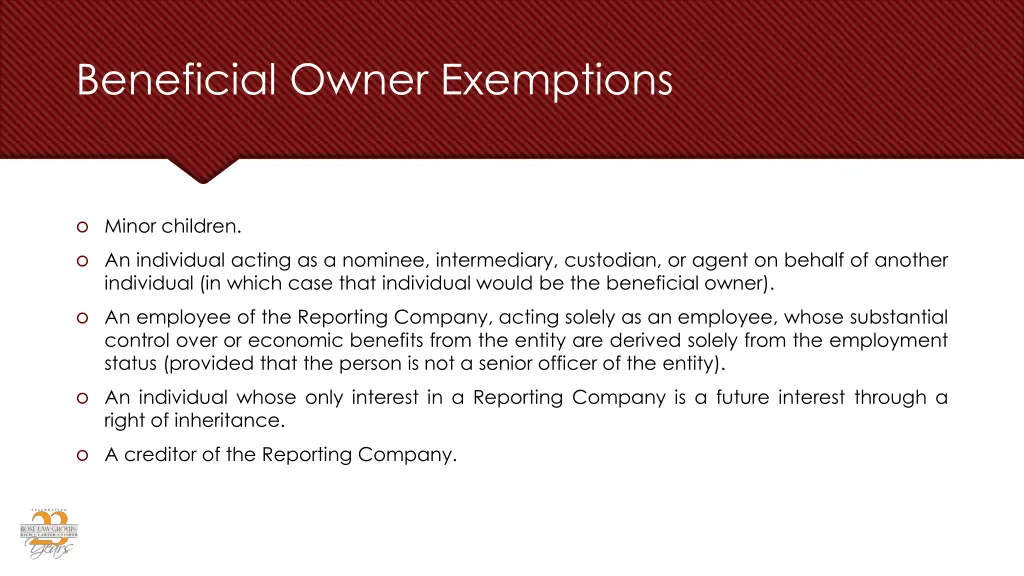 beneficial owner exemptions