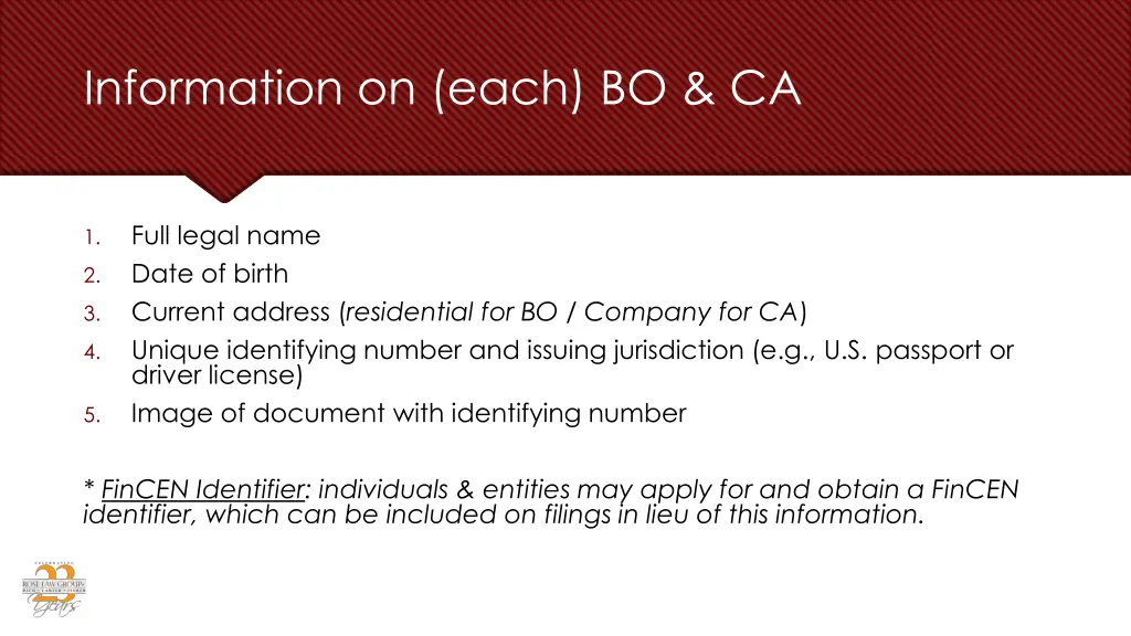 information on each bo ca