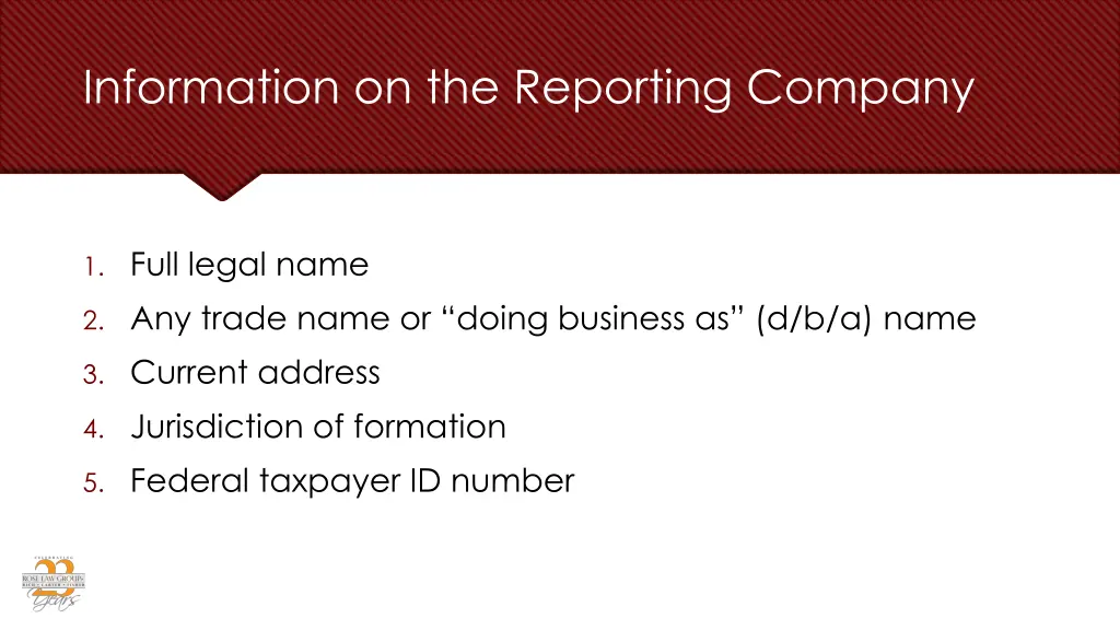 information on the reporting company