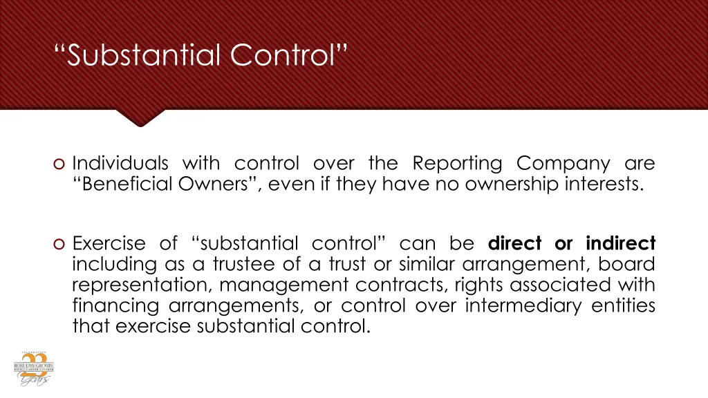 substantial control 1