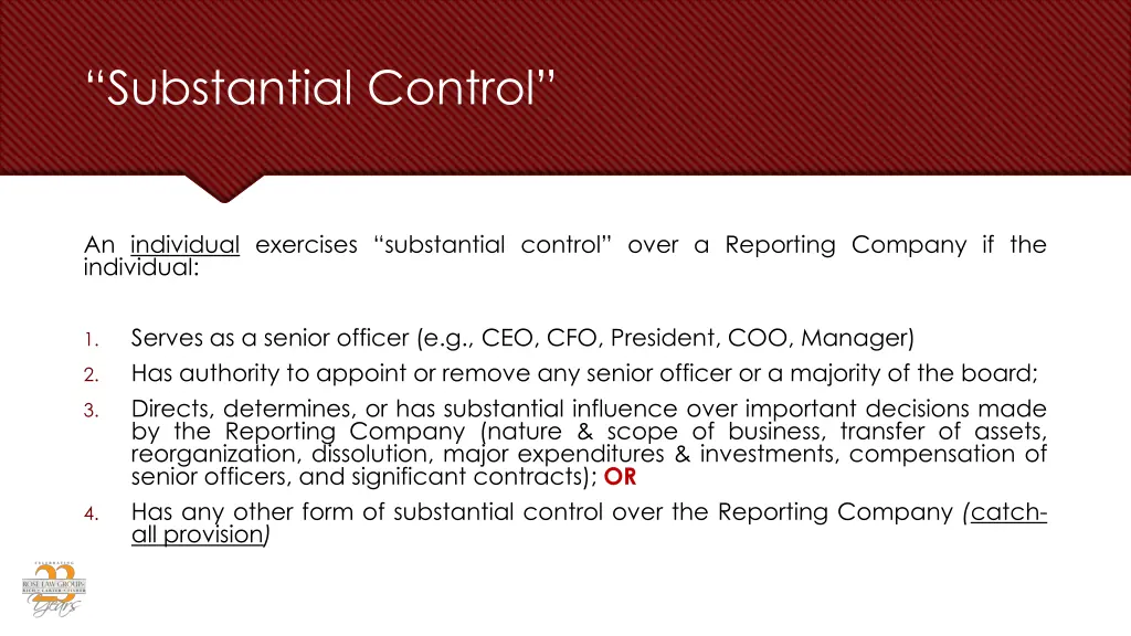 substantial control