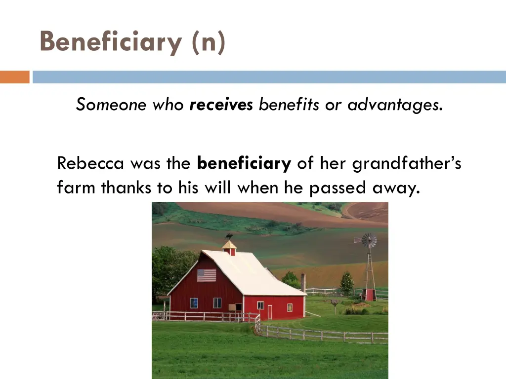 beneficiary n