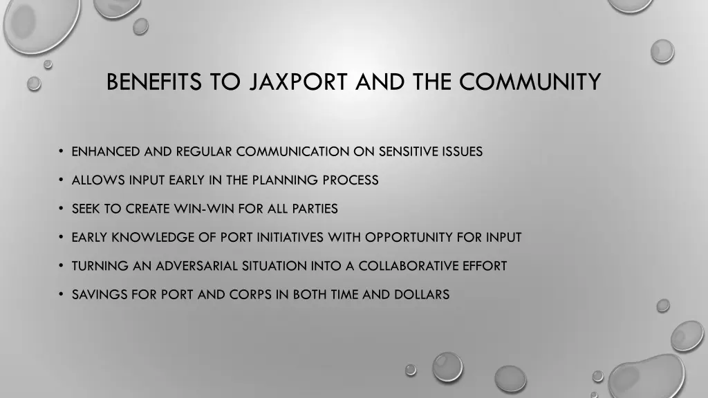 benefits to jaxport and the community