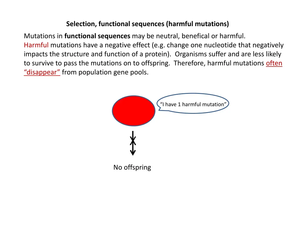 selection functional sequences harmful mutations