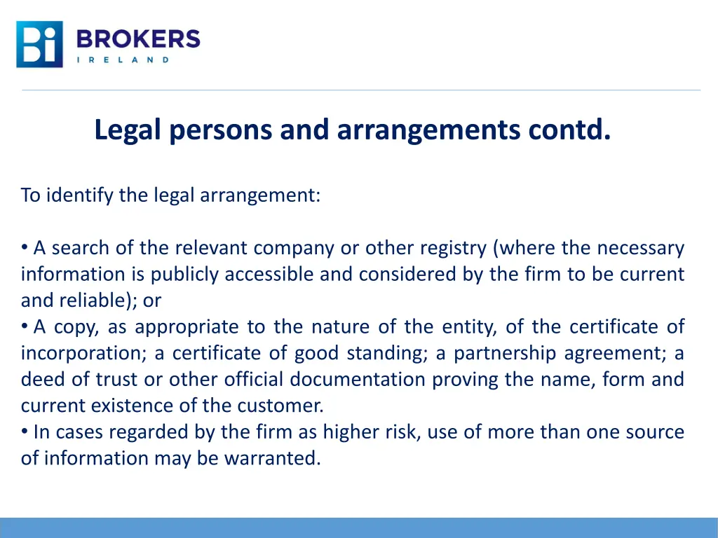 legal persons and arrangements contd