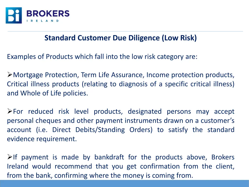 standard customer due diligence low risk 1