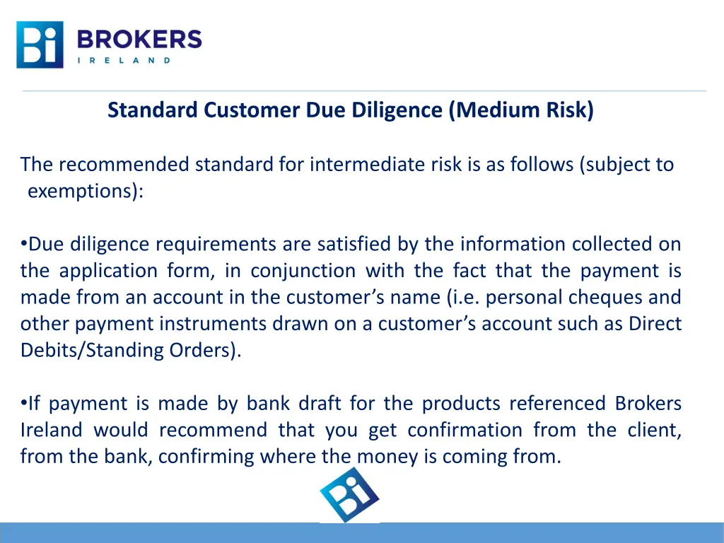 standard customer due diligence medium risk 2