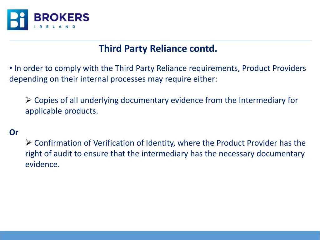 third party reliance contd