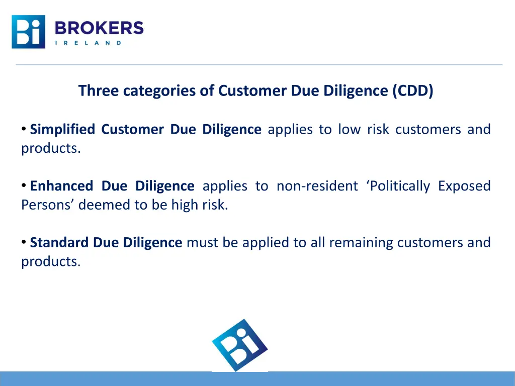 three categories of customer due diligence cdd