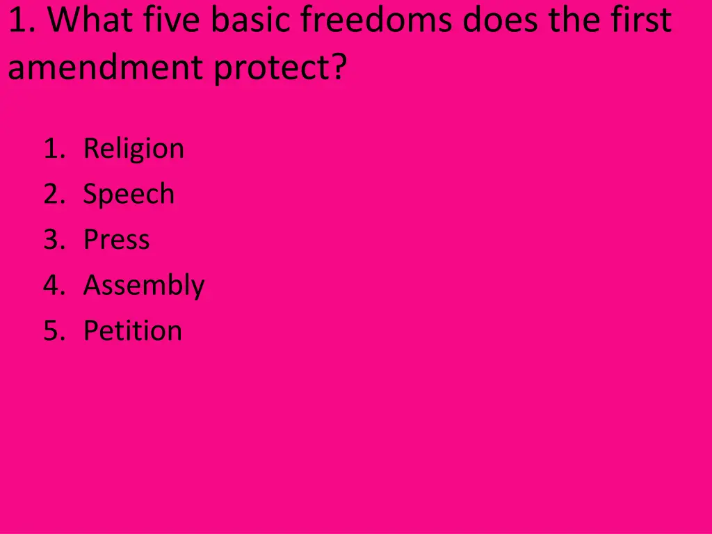 1 what five basic freedoms does the first