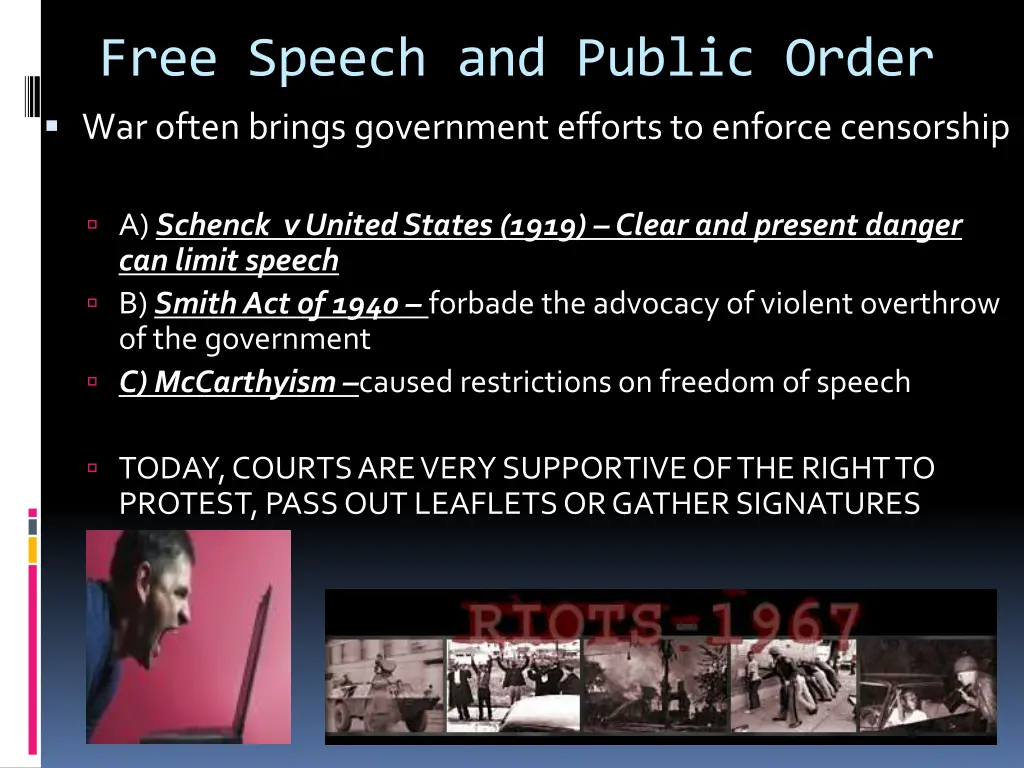 free speech and public order war often brings