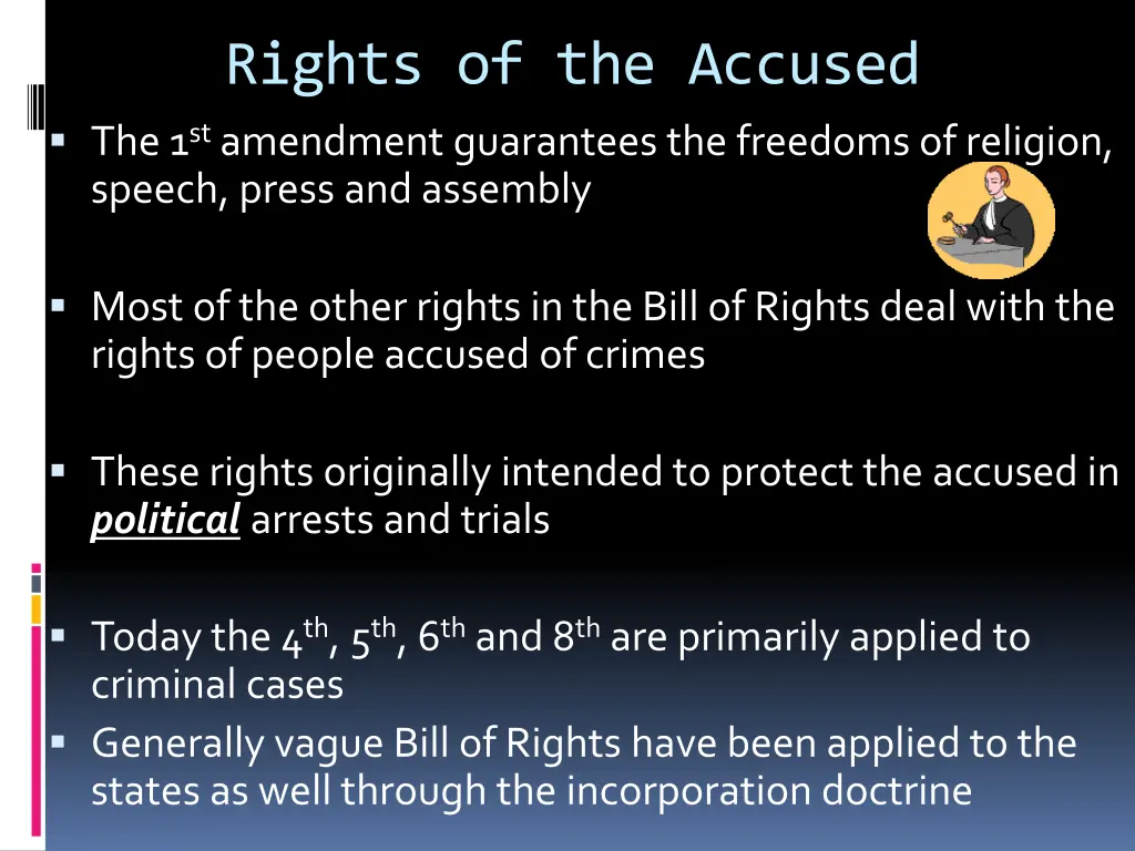 rights of the accused the 1 st amendment