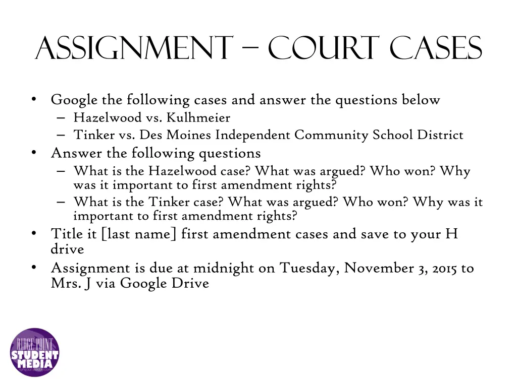 assignment court cases