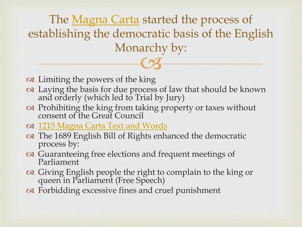 the magna carta started the process