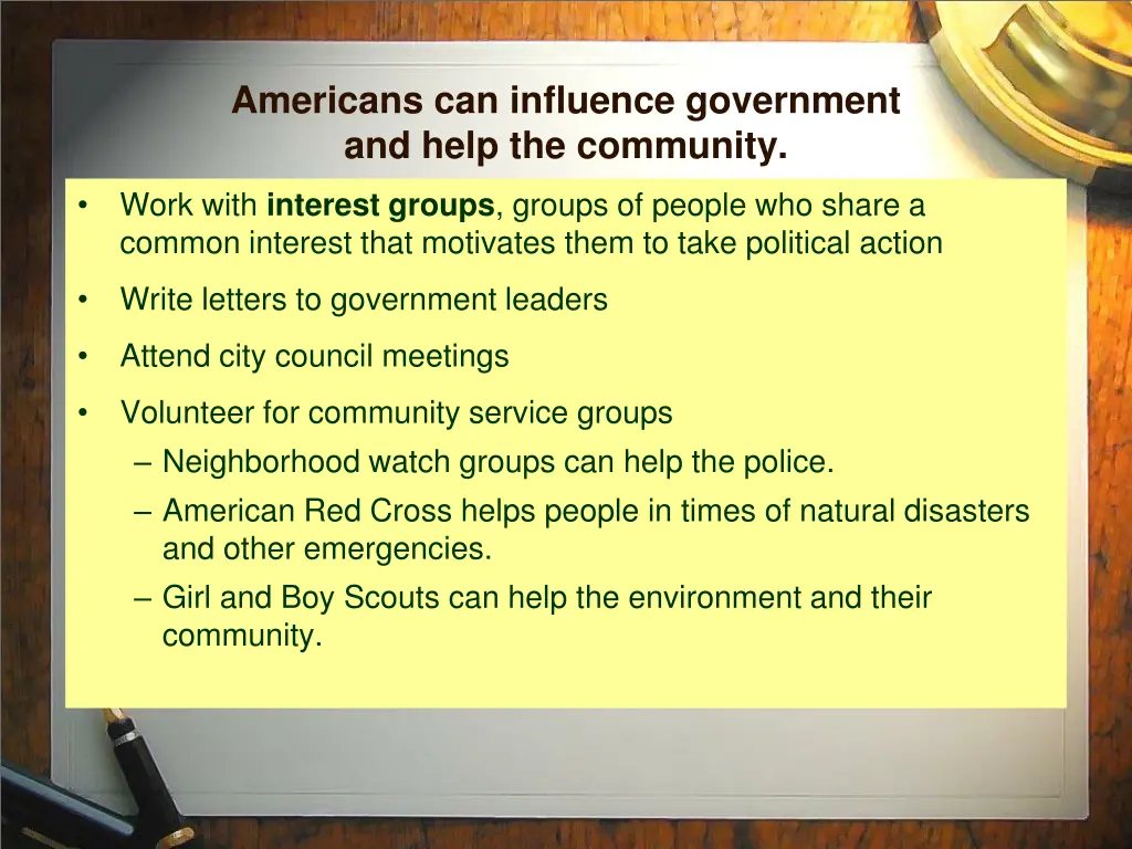 americans can influence government and help