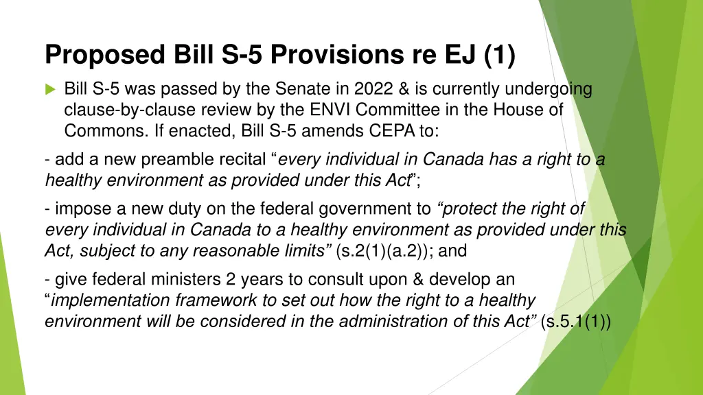 proposed bill s 5 provisions re ej 1